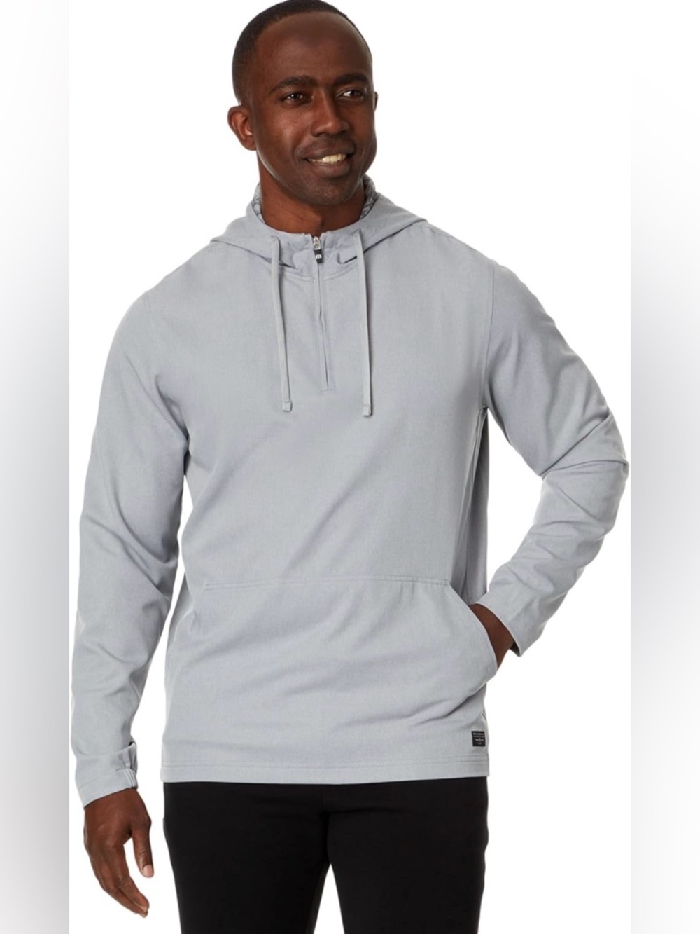 Travis Mathew Skyview Heater 1/4 Zip Tech Golf Hoodie Heather Sleet Gray XXL